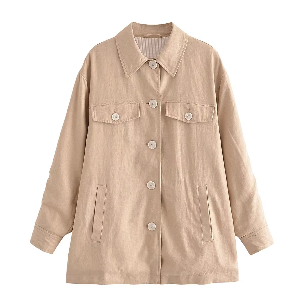 Summer Women Urban Casual Shirt Linen like Jacket