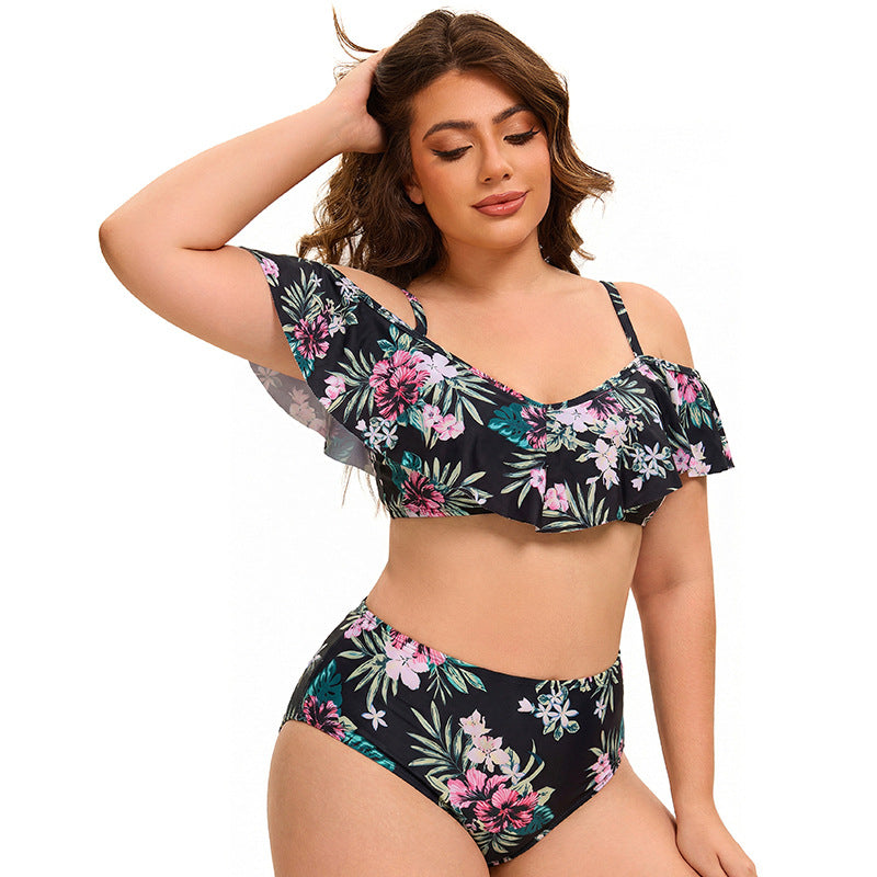 Plus Size Women High Waist Split Bikini Sexy Push up Flab Hiding Spring