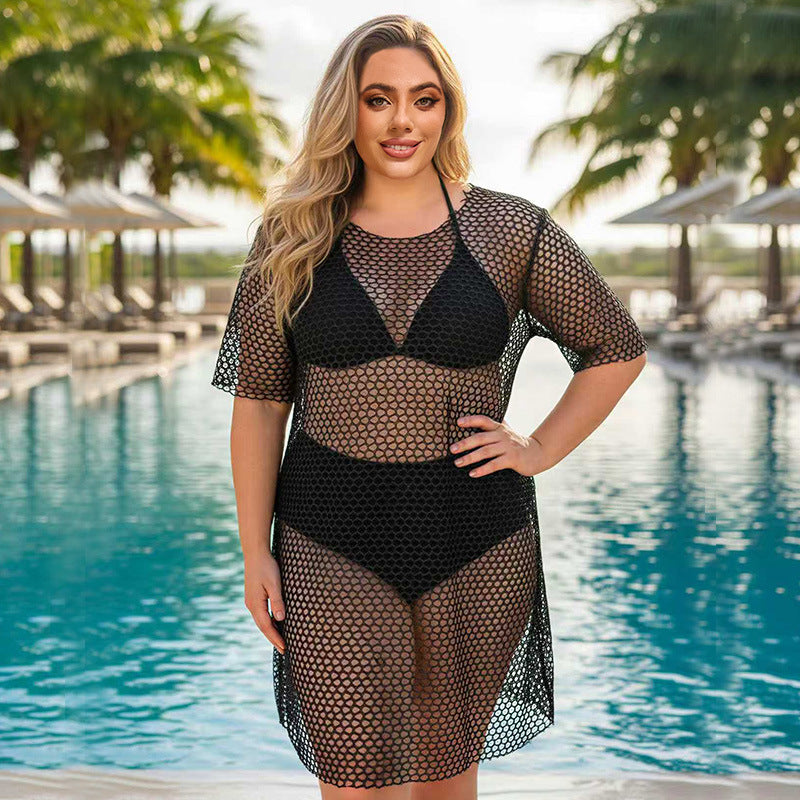Plus Size Swimsuit Women Sexy Bikini Three Piece Blouse Split Swimsuit