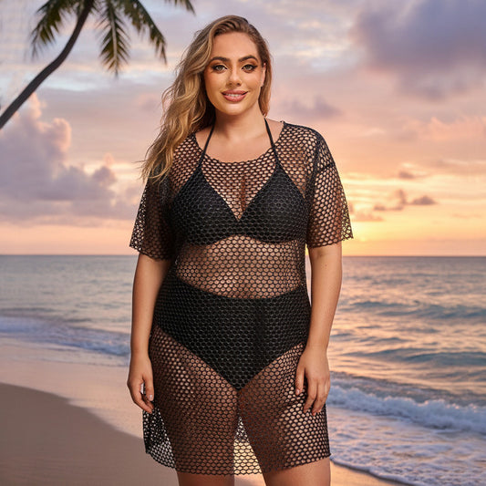 Plus Size Swimsuit Women Sexy Bikini Three Piece Blouse Split Swimsuit